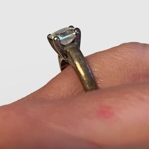 Size 8 Silver Ring with 2 Carot Princess Cut Quartz Crystal Stone